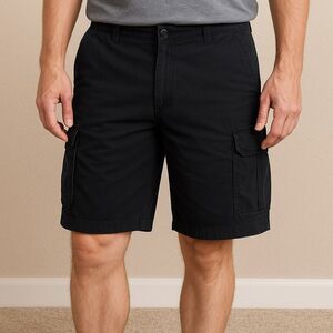 Faded Glory Mens 34 Utility Shorts Black Soot Comfort Waist